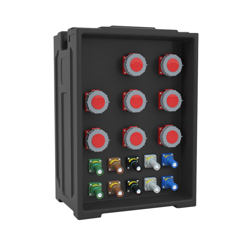 Boîte d'éclairage de scène portable avec 8 prises industrielles 63A et 10 prises Powerlock