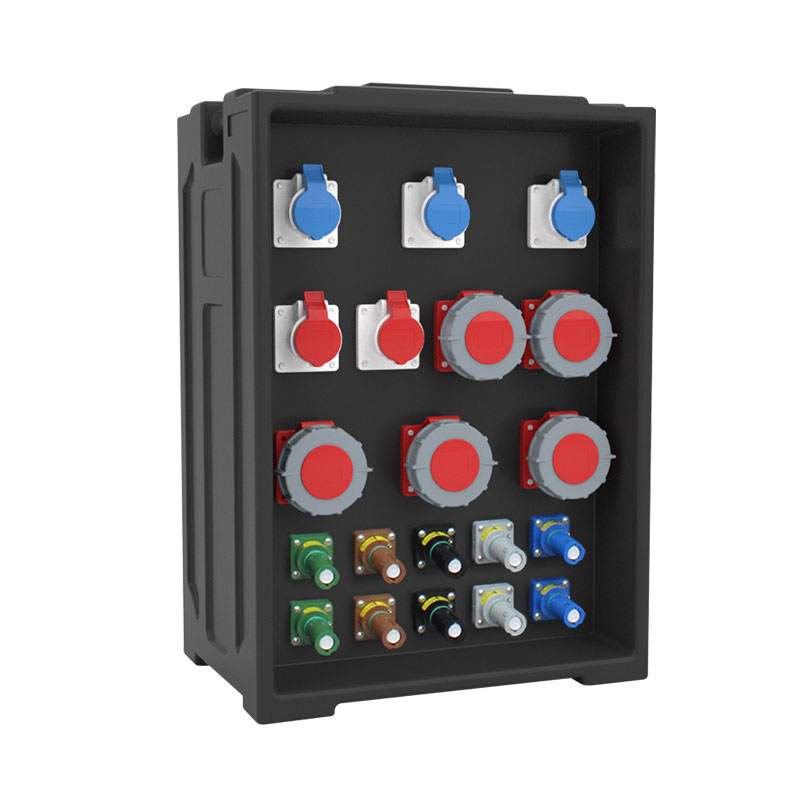 Boîte d'éclairage de scène portable avec 5 prises IP44, 5 prises IP67 et 10 prises Rhino